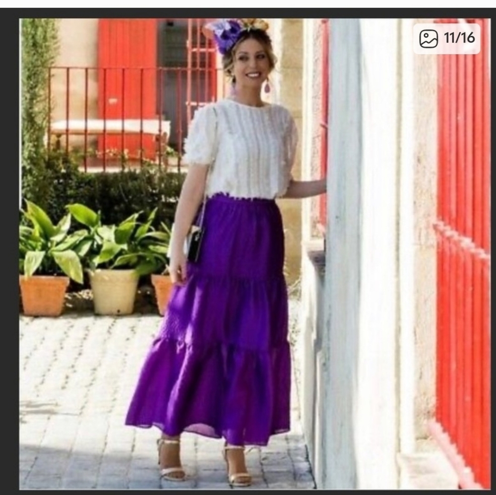 Zara Elegant Purple Tiered Skirt XXL